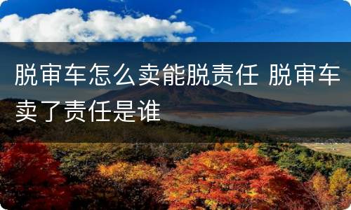 脱审车怎么卖能脱责任 脱审车卖了责任是谁