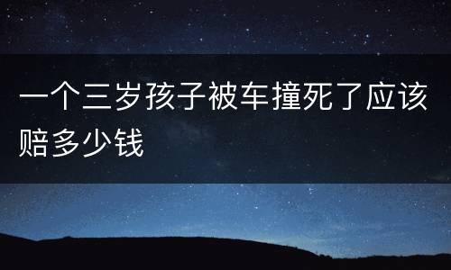 一个三岁孩子被车撞死了应该赔多少钱