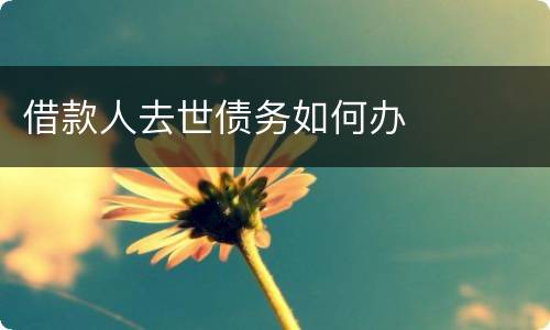 借款人去世债务如何办