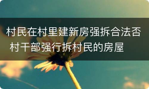 村民在村里建新房强拆合法否 村干部强行拆村民的房屋