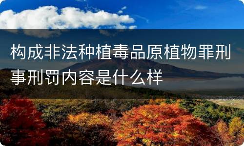 构成非法种植毒品原植物罪刑事刑罚内容是什么样