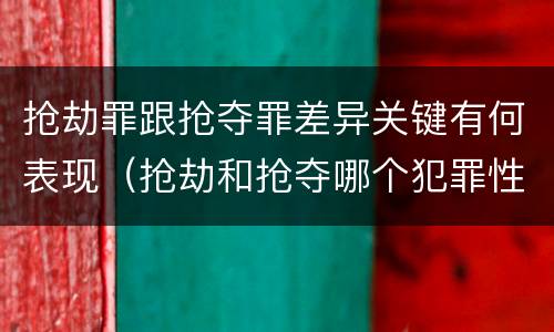 抢劫罪跟抢夺罪差异关键有何表现（抢劫和抢夺哪个犯罪性质严重）