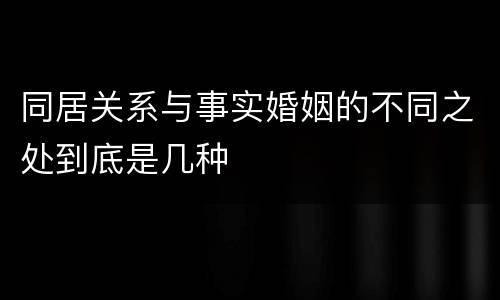同居关系与事实婚姻的不同之处到底是几种