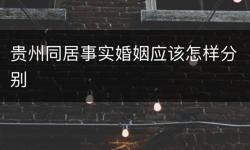 贵州同居事实婚姻应该怎样分别