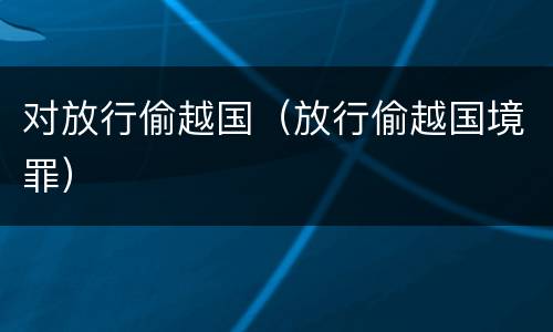 对放行偷越国（放行偷越国境罪）