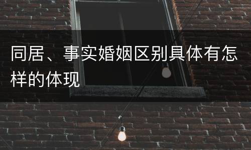同居、事实婚姻区别具体有怎样的体现