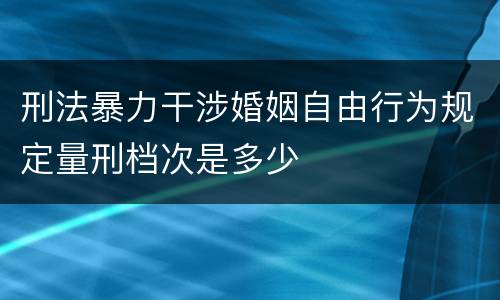刑法暴力干涉婚姻自由行为规定量刑档次是多少