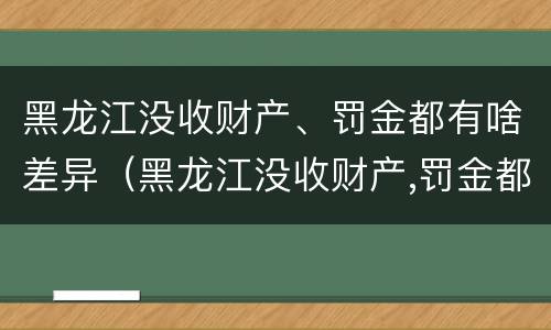 黑龙江没收财产、罚金都有啥差异（黑龙江没收财产,罚金都有啥差异呢）