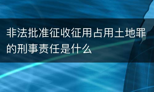 非法批准征收征用占用土地罪的刑事责任是什么
