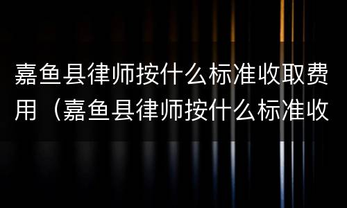 嘉鱼县律师按什么标准收取费用（嘉鱼县律师按什么标准收取费用的）