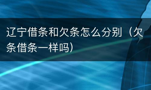 辽宁借条和欠条怎么分别（欠条借条一样吗）