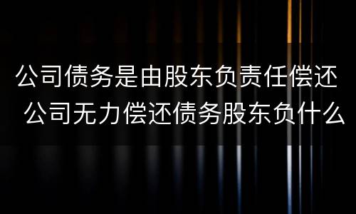 公司债务是由股东负责任偿还 公司无力偿还债务股东负什么责任