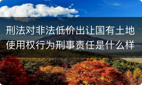 刑法对非法低价出让国有土地使用权行为刑事责任是什么样