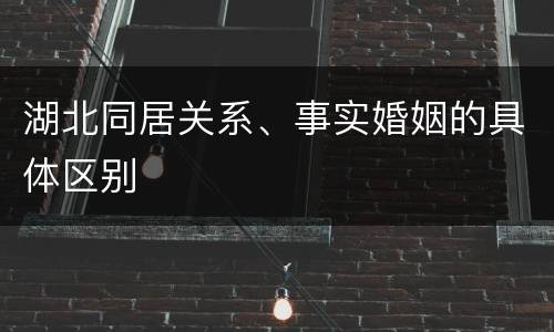 湖北同居关系、事实婚姻的具体区别
