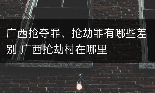广西抢夺罪、抢劫罪有哪些差别 广西抢劫村在哪里