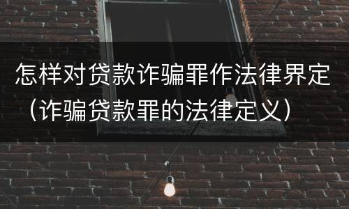 怎样对贷款诈骗罪作法律界定（诈骗贷款罪的法律定义）