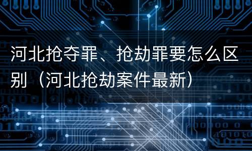 河北抢夺罪、抢劫罪要怎么区别（河北抢劫案件最新）