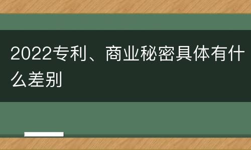 2022专利、商业秘密具体有什么差别