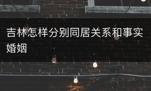 吉林怎样分别同居关系和事实婚姻