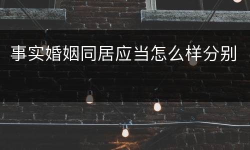 事实婚姻同居应当怎么样分别