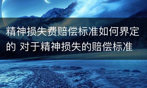 精神损失费赔偿标准如何界定的 对于精神损失的赔偿标准