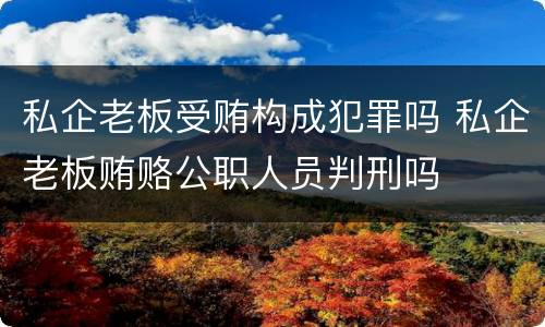 私企老板受贿构成犯罪吗 私企老板贿赂公职人员判刑吗