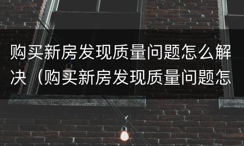 购买新房发现质量问题怎么解决（购买新房发现质量问题怎么解决好）