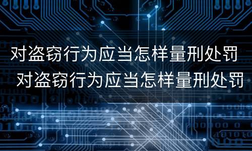 对盗窃行为应当怎样量刑处罚 对盗窃行为应当怎样量刑处罚