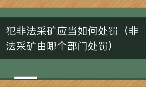 犯非法采矿应当如何处罚（非法采矿由哪个部门处罚）
