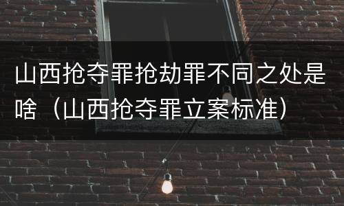 山西抢夺罪抢劫罪不同之处是啥（山西抢夺罪立案标准）