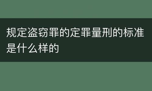 规定盗窃罪的定罪量刑的标准是什么样的