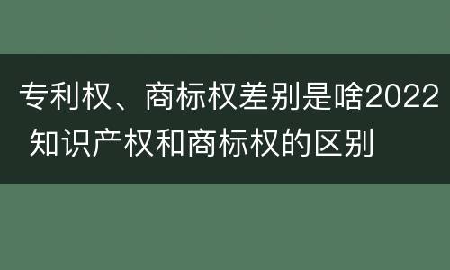 专利权、商标权差别是啥2022 知识产权和商标权的区别
