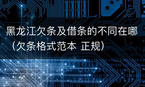 黑龙江欠条及借条的不同在哪（欠条格式范本 正规）
