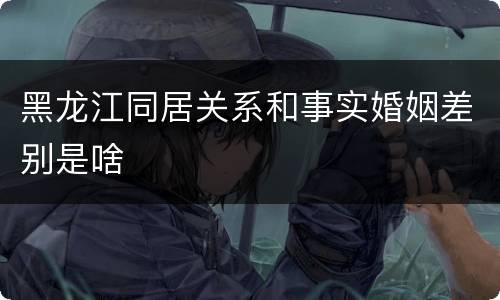 黑龙江同居关系和事实婚姻差别是啥