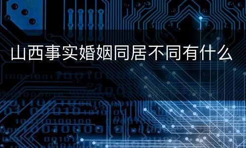 山西事实婚姻同居不同有什么