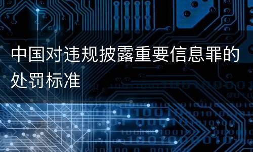 中国对违规披露重要信息罪的处罚标准