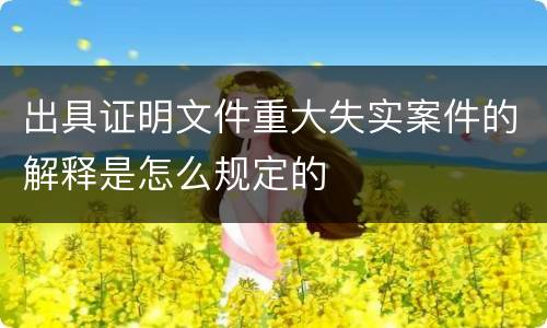 出具证明文件重大失实案件的解释是怎么规定的