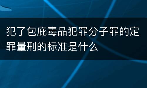 犯了包庇毒品犯罪分子罪的定罪量刑的标准是什么