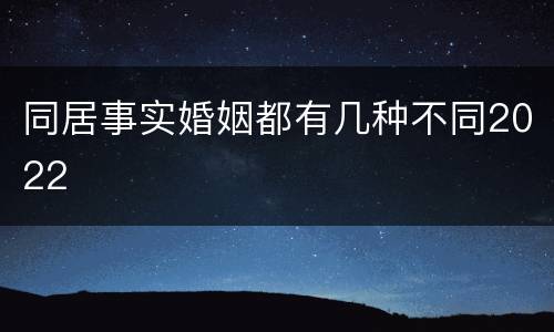 同居事实婚姻都有几种不同2022