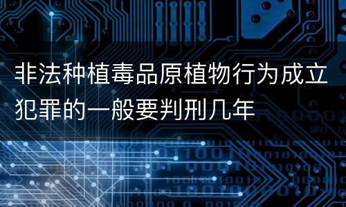 非法种植毒品原植物行为成立犯罪的一般要判刑几年