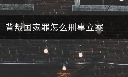 背叛国家罪怎么刑事立案