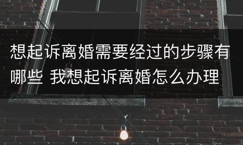 想起诉离婚需要经过的步骤有哪些 我想起诉离婚怎么办理