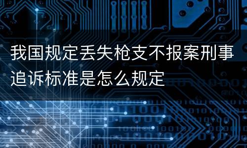 我国规定丢失枪支不报案刑事追诉标准是怎么规定