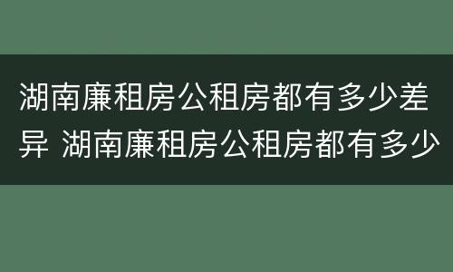 湖南廉租房公租房都有多少差异 湖南廉租房公租房都有多少差异的