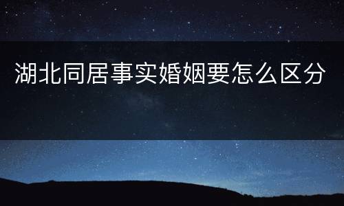 湖北同居事实婚姻要怎么区分