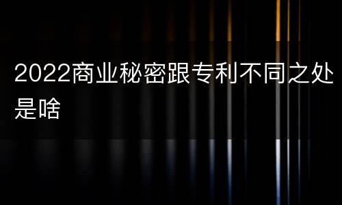 2022商业秘密跟专利不同之处是啥