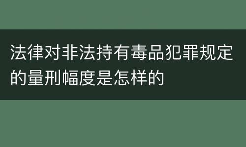 法律对非法持有毒品犯罪规定的量刑幅度是怎样的
