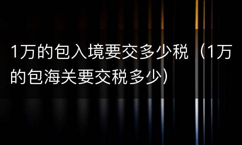 1万的包入境要交多少税（1万的包海关要交税多少）