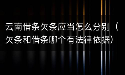 云南借条欠条应当怎么分别（欠条和借条哪个有法律依据）