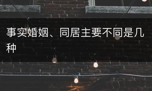 事实婚姻、同居主要不同是几种